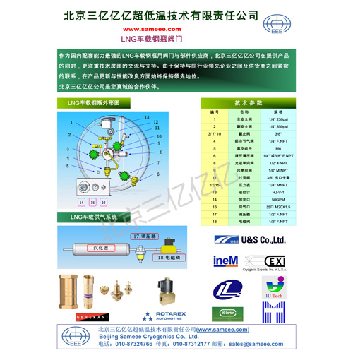 液化天然气（LNG）汽车车载瓶阀门配件