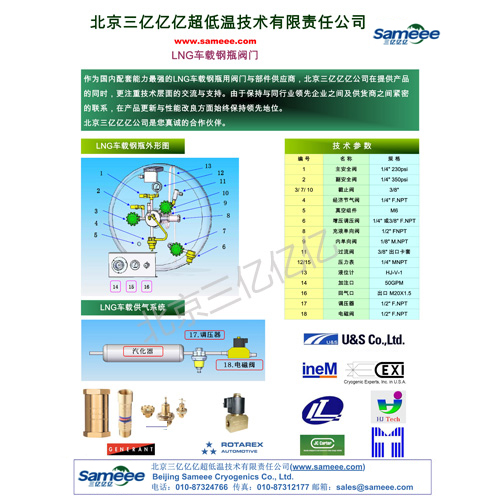 LNG Vehicle Cylinder Valves and Parts